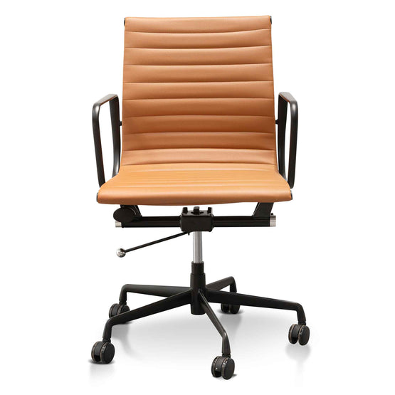 Floyd Low Back Office Chair - Saddle Tan in Black Frame OC6403-YS