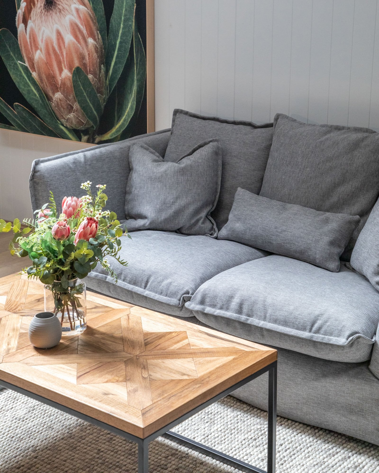 Percy 114cm Coffee Table - European Knotty Oak and Peppercorn Coffee Table VN-Core   