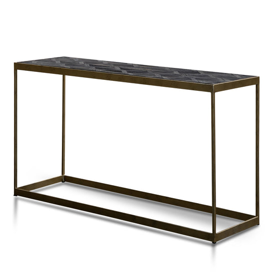 Ian 140cm Console Table in Dark Natural - Golden Frame Console Table Nicki-Core   