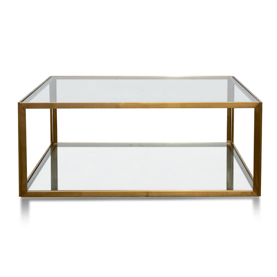 Melody 1m Square Glass Coffee Table - Gold Base CF2878-KS