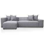 Casey 3 Seater Left Chaise Fabric Sofa - Graphite Grey Chaise Lounge Casa-Core   