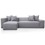 Casey 3 Seater Left Chaise Fabric Sofa - Graphite Grey Chaise Lounge Casa-Core   