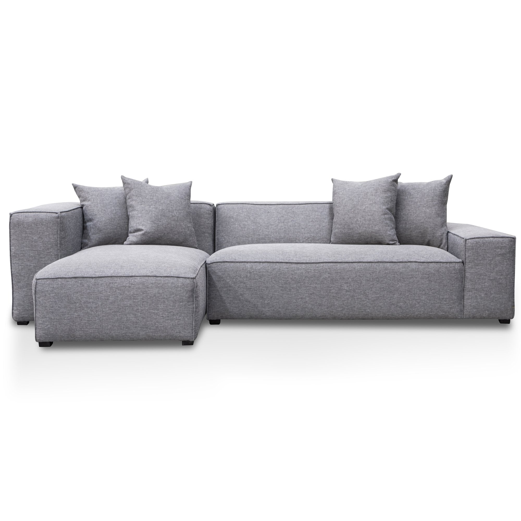 Casey 3 Seater Left Chaise Fabric Sofa - Graphite Grey Chaise Lounge Casa-Core   