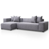 Casey 3 Seater Left Chaise Fabric Sofa - Graphite Grey Chaise Lounge Casa-Core   