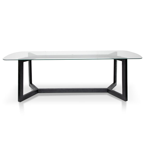 Massey 2.4m Dining Table - Glass Top with Black Base DT2797-NI