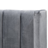 Hillsdale King Bed Frame - Wide Base in Charcoal Velvet - Last One Bed Frame Ming-Core