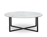 Parson 86cm Round White Marble Coffee Table - Black Coffee Table Eastern-local   