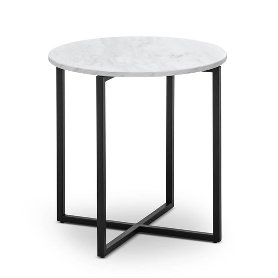 Parson Round White Marble Side Table - Black ST5688-EA