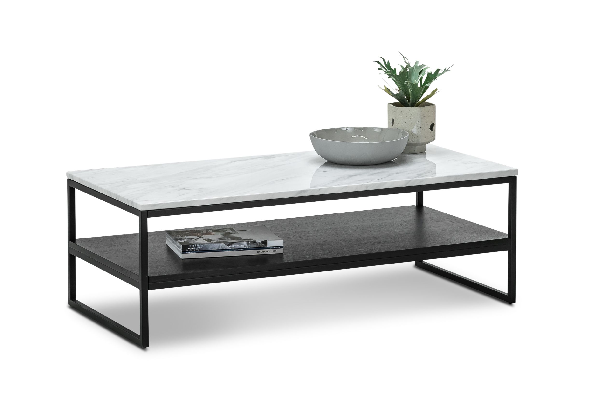 Brink 1.2m White Marble Coffee Table - Black Coffee Table Eastern-local   