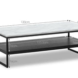 Brink 1.2m White Marble Coffee Table - Black Coffee Table Eastern-local   