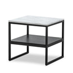 Brink White Marble Side Table - Black Bedside Table Eastern-local   