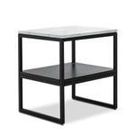 Brink White Marble Side Table - Black Bedside Table Eastern-local   