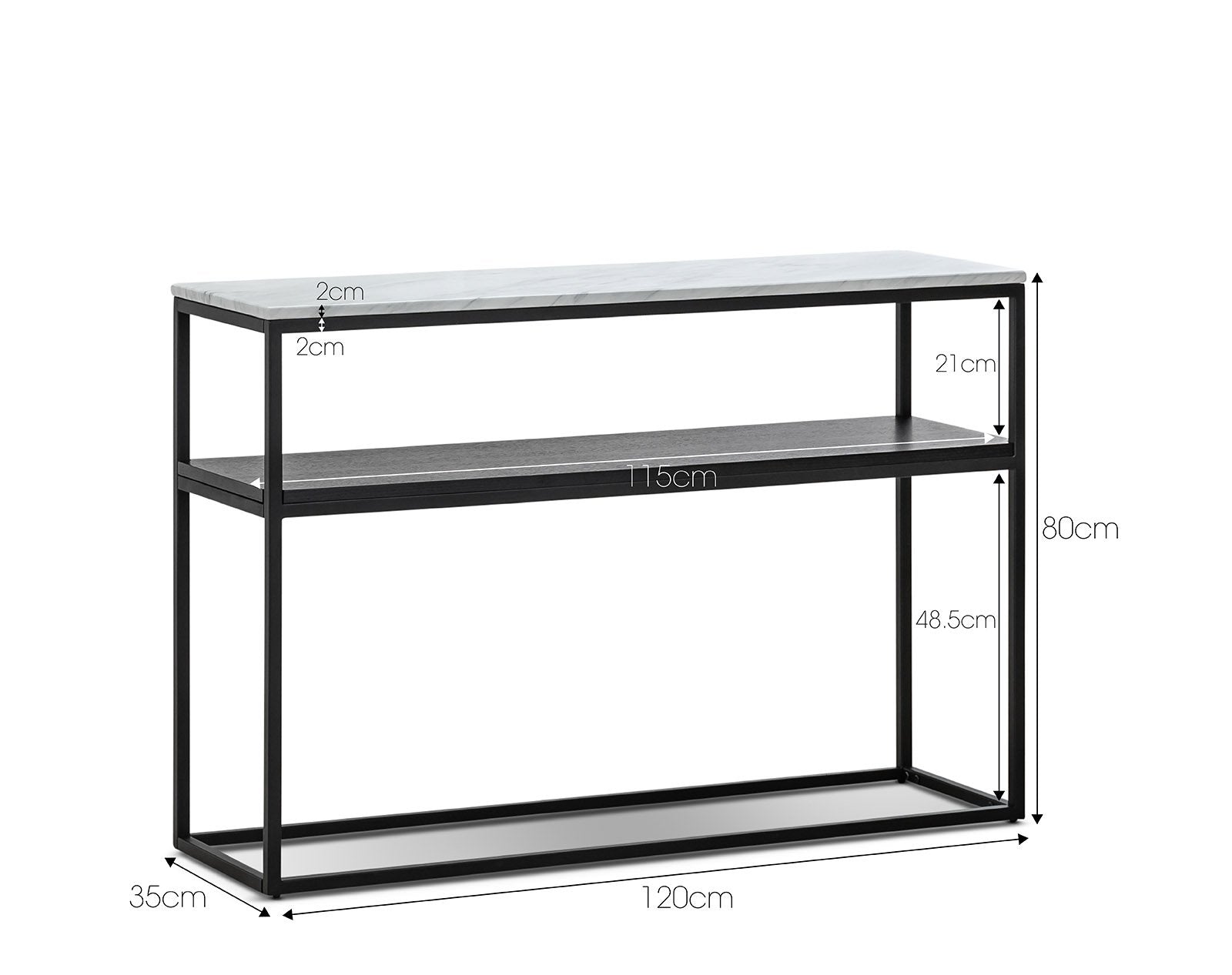 Brink 1.2m White Marble Console Table - Black Console Table Eastern-local   