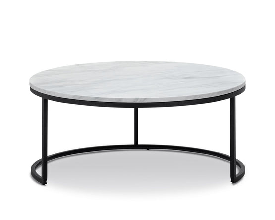 Tundra Round Nest White Marble Coffee Table - Black Coffee Table Eastern-local   
