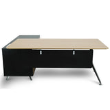 Excel 1.95m Right Return Black Executive Desk - Natural Top and Drawers Office Desk Sun Desk-Core   