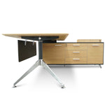 Excel 1.95m Right Return Black Executive Desk - Natural Top and Drawers Office Desk Sun Desk-Core   