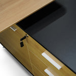 Excel 1.95m Executive Desk Right Return - Black Frame With Natural Top and Drawers OT2861-SN