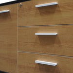 Excel 1.95m Right Return Black Executive Desk - Natural Top and Drawers Office Desk Sun Desk-Core   