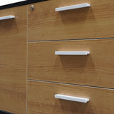 Excel 1.95m Right Return Black Executive Desk - Natural Top and Drawers Office Desk Sun Desk-Core   