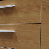 Excel 1.95m Right Return Black Executive Desk - Natural Top and Drawers Office Desk Sun Desk-Core   