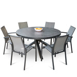 Apollo 150cm Round Ceramic Outdoor Dining Table - Charcoal Outdoor Table Melting-Local   