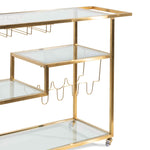 Arden Glass Bar Cart - Brushed Gold Base Bar Cart Blue Steel Metal-Core   