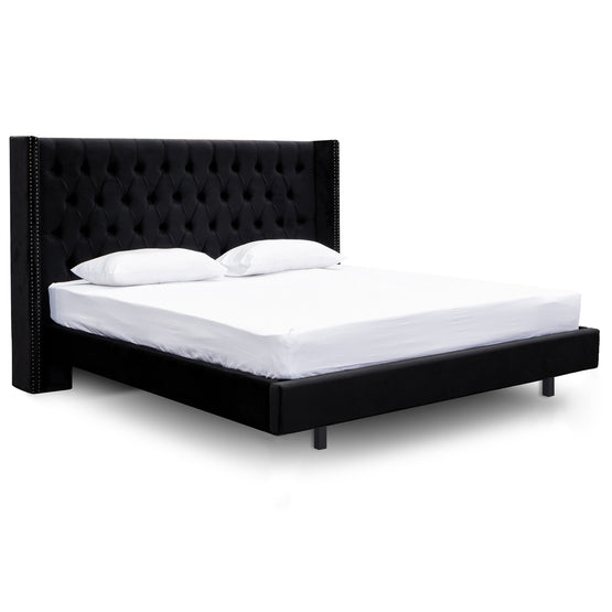 Carolina Queen Bed Frame - Black Velvet Bed Frame Ming-Core   