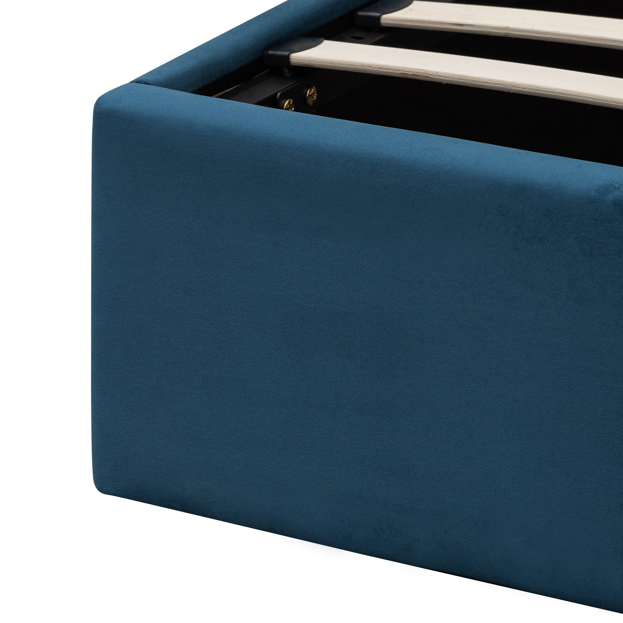 Betsy Queen Bed Frame - Teal Navy Velvet with Storage Queen Bed YoBed-Core   