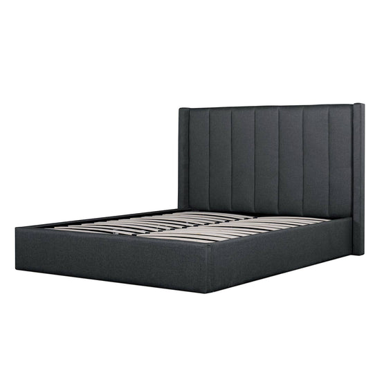 Betsy Fabric Queen Bed Frame - Charcoal Grey with Storage Queen Bed YoBed-Core   
