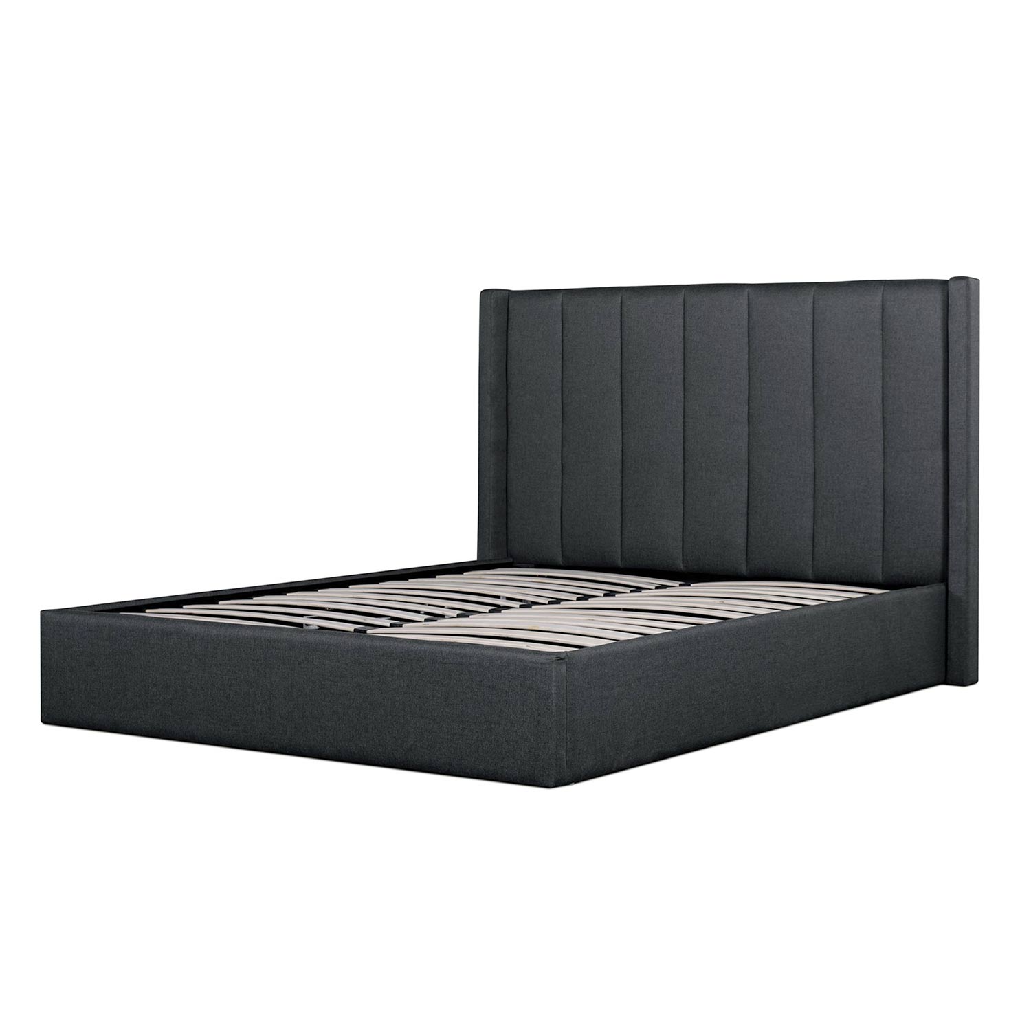 Ex Display - Betsy Fabric Queen Sized Bed Frame - Charcoal Grey with Storage Queen Bed YoBed-Core   