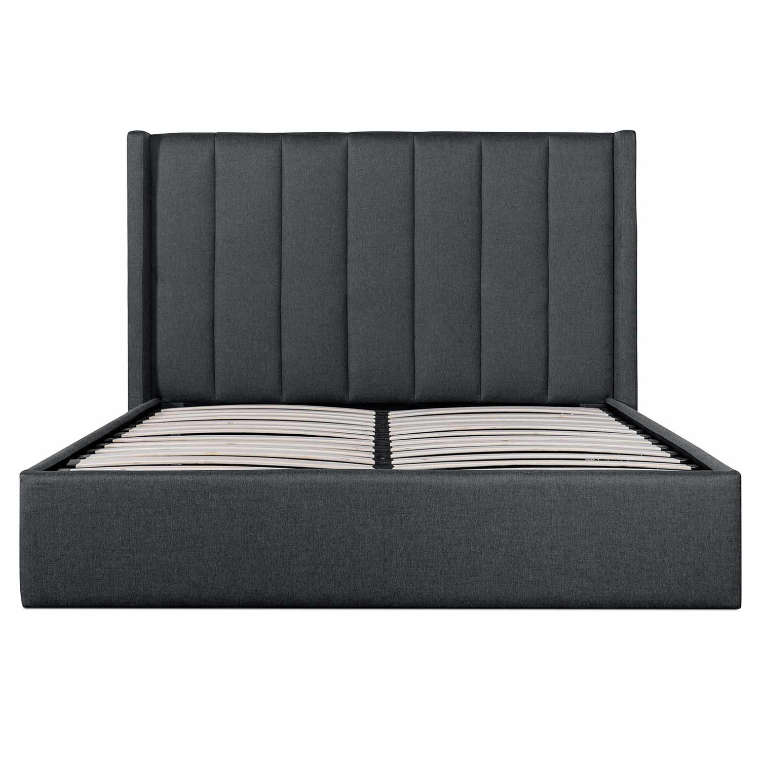 Ex Display - Betsy Fabric Queen Sized Bed Frame - Charcoal Grey with Storage Queen Bed YoBed-Core   