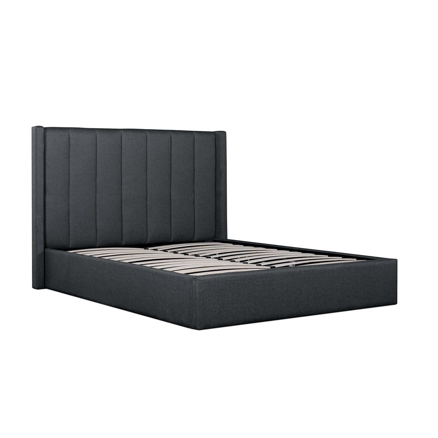 Ex Display - Betsy Fabric Queen Sized Bed Frame - Charcoal Grey with Storage Queen Bed YoBed-Core   