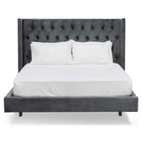 Carolina King Bed Frame - Charcoal Velvet Bed Frame Ming-Core   
