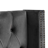 Carolina King Bed Frame - Charcoal Velvet Bed Frame Ming-Core   