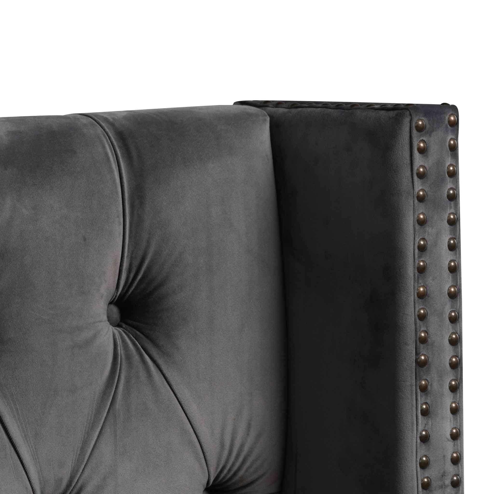 Carolina King Bed Frame - Charcoal Velvet Bed Frame Ming-Core   