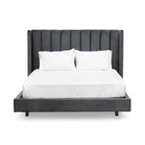 Hillsdale King Bed Frame - Charcoal Velvet Bed Frame Ming-Core   