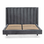 Hillsdale King Bed Frame - Charcoal Velvet Bed Frame Ming-Core   