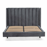 Hillsdale King Bed Frame - Charcoal Velvet Bed Frame Ming-Core   