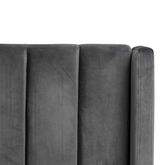 Hillsdale King Bed Frame - Charcoal Velvet Bed Frame Ming-Core   