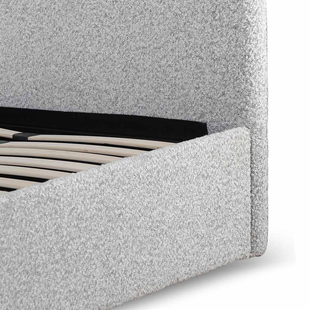 Antonia Single Bed Frame - Cloudy Pepper Boucle with Storage Single Bed YoBed-Core   
