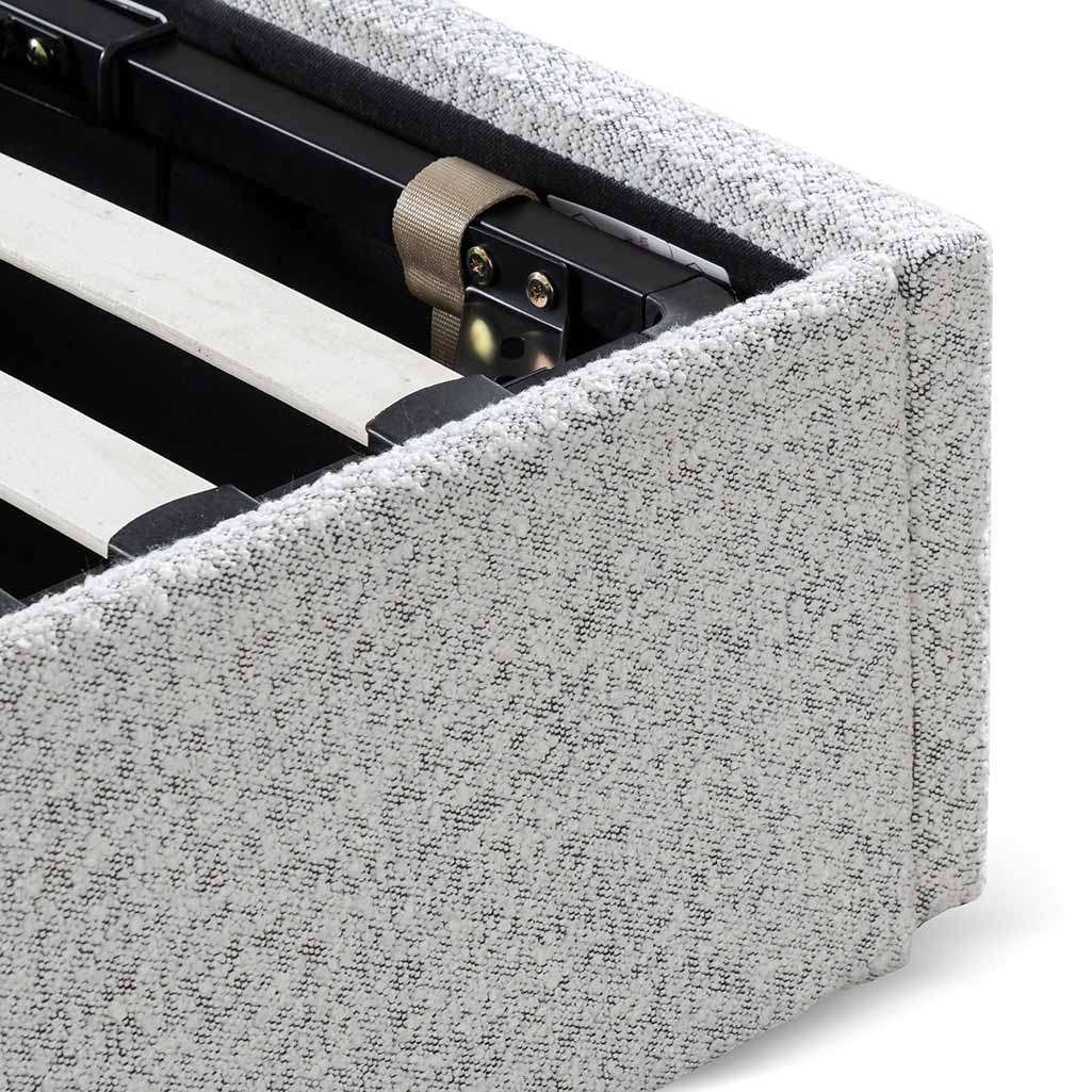 Antonia Single Bed Frame - Cloudy Pepper Boucle with Storage Single Bed YoBed-Core   