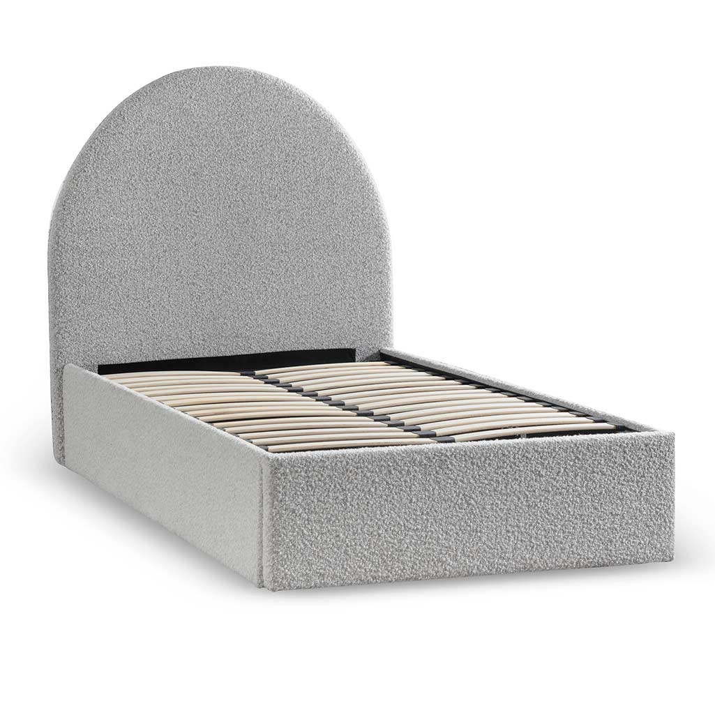 Antonia Single Bed Frame - Cloudy Pepper Boucle with Storage Single Bed YoBed-Core   