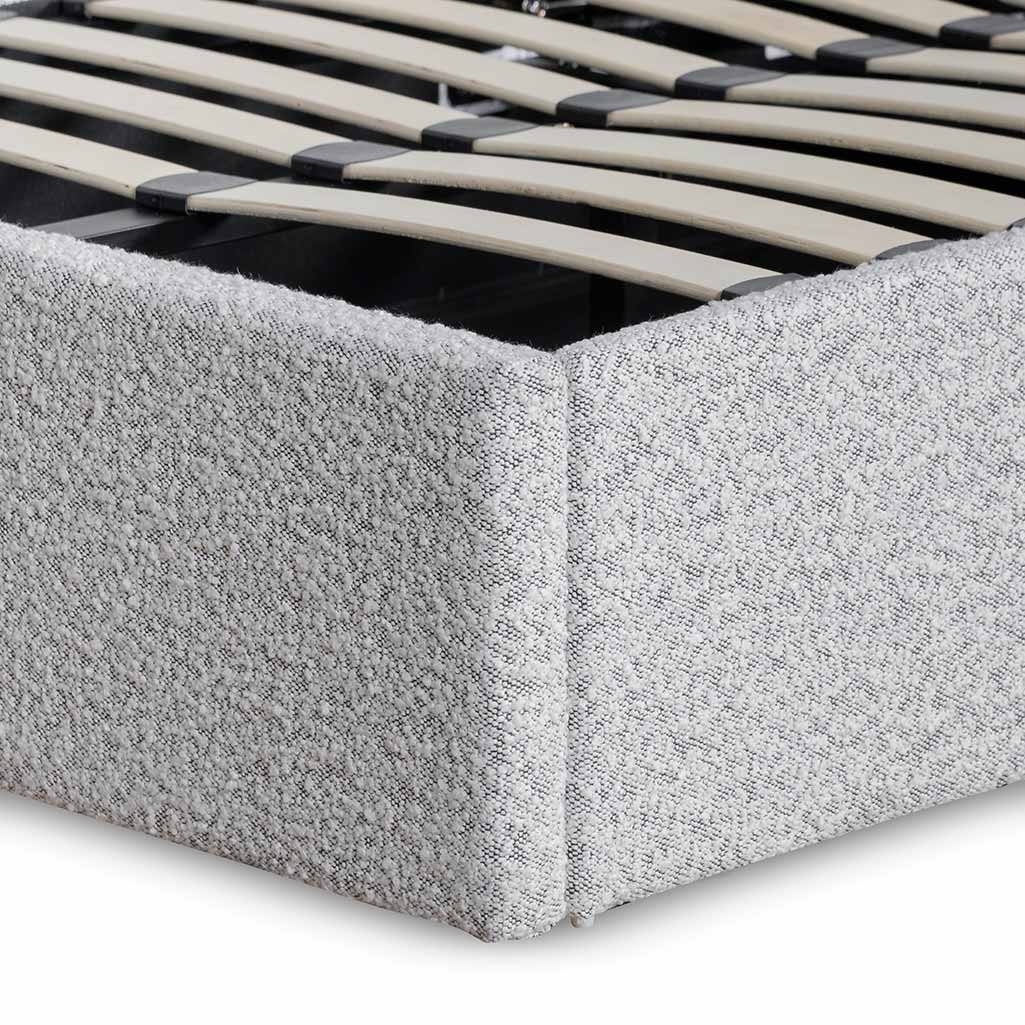 Antonia Single Bed Frame - Cloudy Pepper Boucle with Storage Single Bed YoBed-Core   