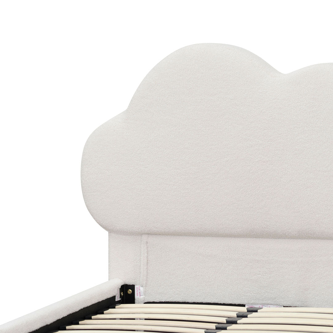 Harrell Single Bed Frame - Beige White Fleece - Last One Single Bed YoBed-Core
