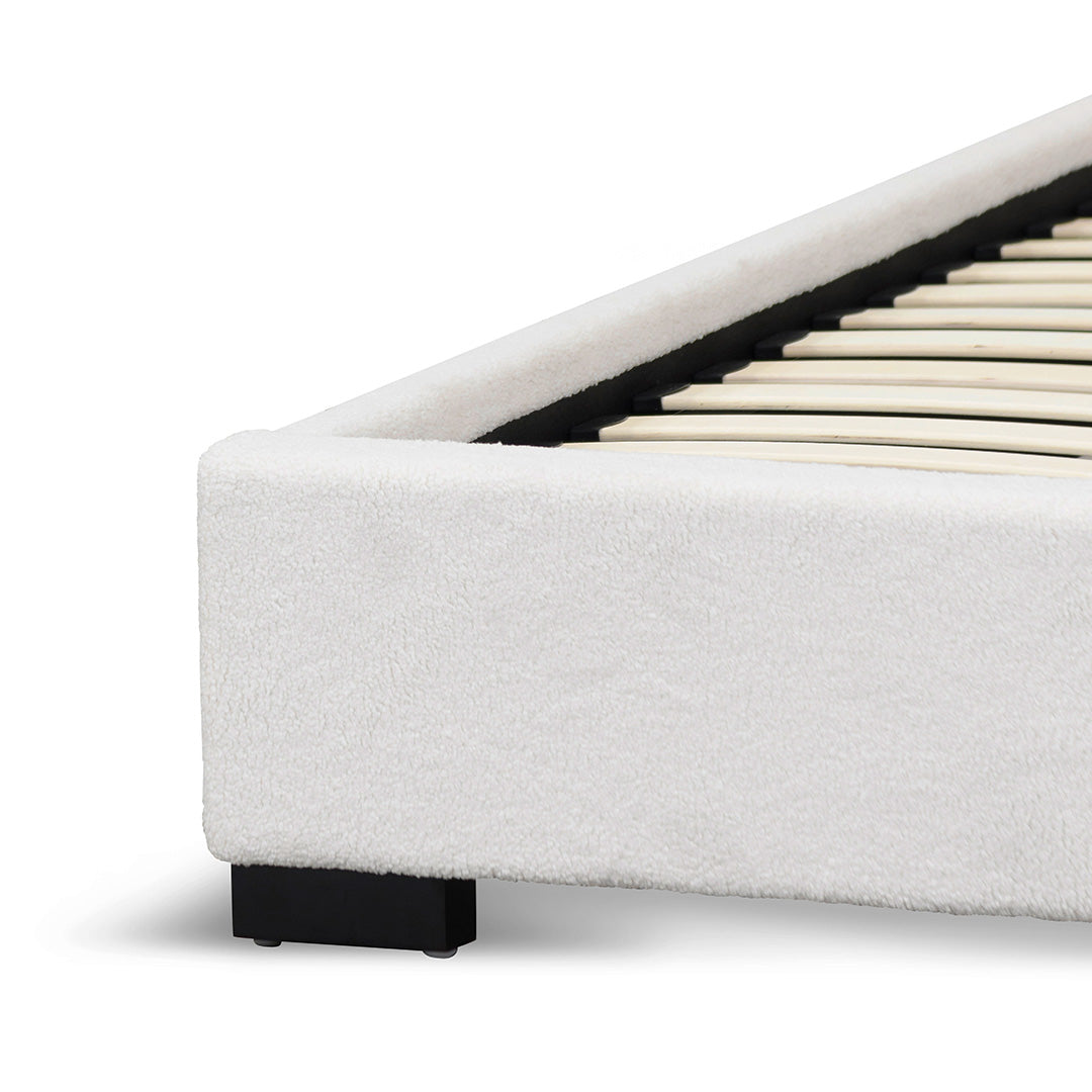Harrell Single Bed Frame - Beige White Fleece - Last One Single Bed YoBed-Core