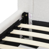 Harrell Single Bed Frame - Beige White Fleece - Last One Single Bed YoBed-Core