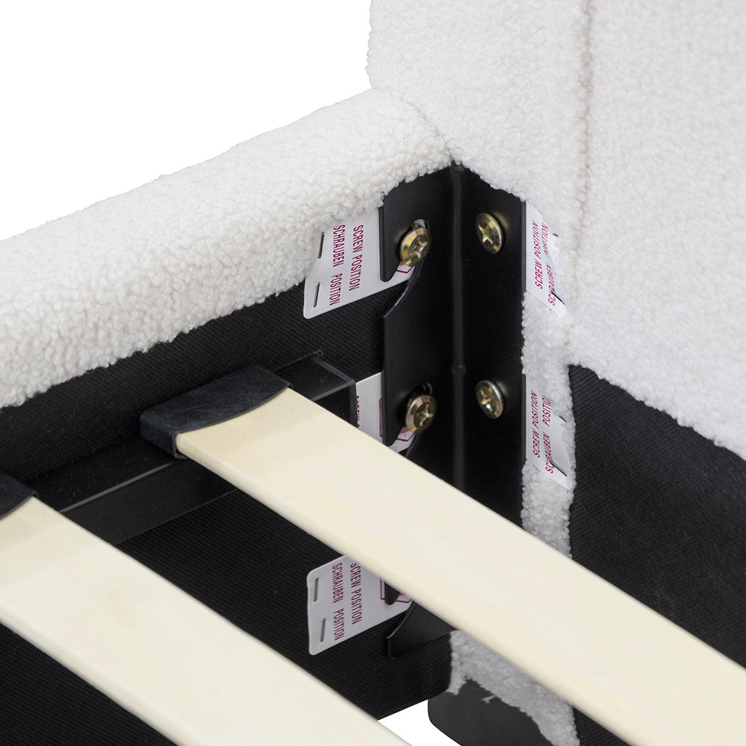 Harrell Single Bed Frame - Beige White Fleece - Last One Single Bed YoBed-Core