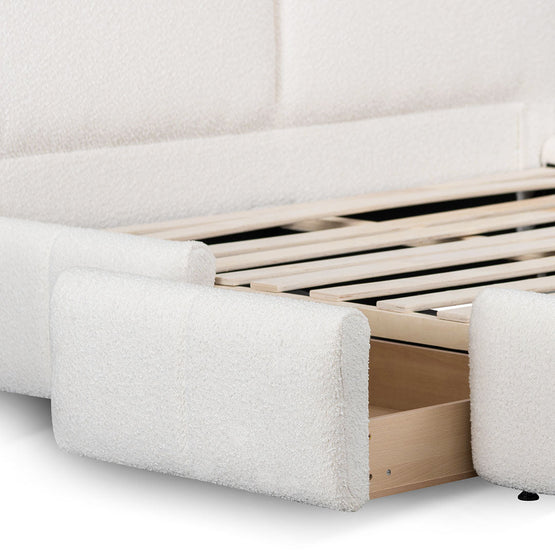 Eldridge King Bed Frame with Drawers - Cream White | Interior Secrets