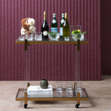 Myron Glass Bar Cart - Brushed Gold Bar Cart Blue Steel Sofa- Core   