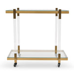 Myron Glass Bar Cart - Brushed Gold Bar Cart Blue Steel Sofa- Core   